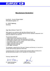 Manufacturer Declaration High Blend Ethanol Fuels E85