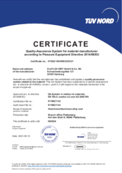 PED Certificate for Material Manufacturer ELAFLEX HIBY
