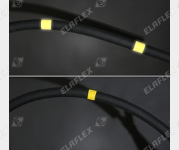 Vergleich Sichtbarkeit Flugzeugtankschläuche - unten "Gelbring" Standard, oben "NEON" neue Version mit reflektierenden Ringen Vergleich Sichtbarkeit Flugzeugtankschläuche - unten "Gelbring" Standard, oben "NEON" neue Version mit reflektierenden Ringen