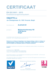 ISO 9001 Zertifikat für Elaflex NV, Belgien