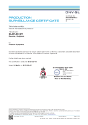 Druckgeräterichtlinie Zertifikat für ELAFLEX NV, Belgien