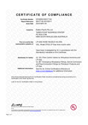 UL Zertifikat für Zapfventil: ZVG 2 EURO UL