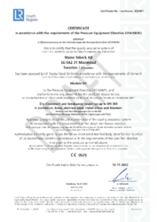 Druckgeräterichtlinie (PED) - Zertifikat Lloyd's Register