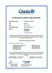 Herstellererklärung für CNG Dispenser Manifold DM104