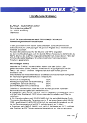 Herstellererklärung Schlaucharmaturen, Verwendung bei höheren Temperaturen