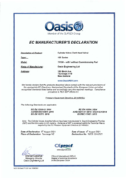 Herstellererklärung für CNG Tank Head Valve TH104