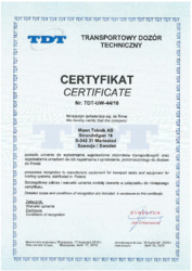 TDT Zertifikat für MannTek Trocken- und Abreißkupplungen